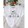T-shirt da donna con stampa grafica motociclista