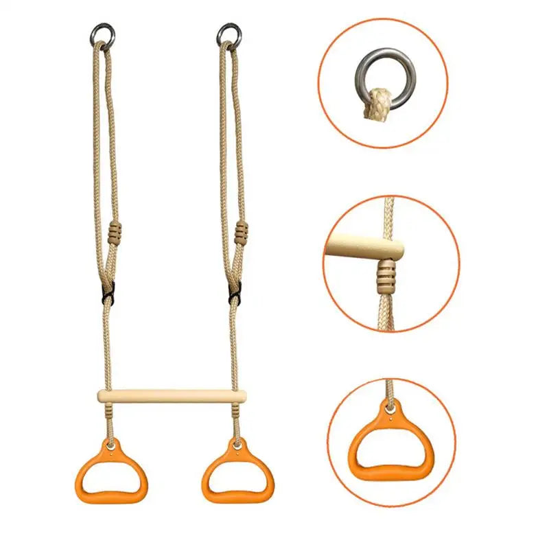 Trapeze Swing Bar Gym Equipment Rings Bar Adjustable Funny Ergonomic Sensory Game for Kids Adults Children Backyard Playground