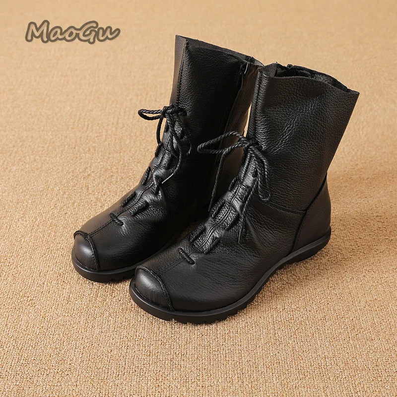 Bottines femme en cuir PU automne-hiver, doublure en peluche, semelle souple antidérapante, chaussures décontractées, bottines confortables à petit talon pour femme