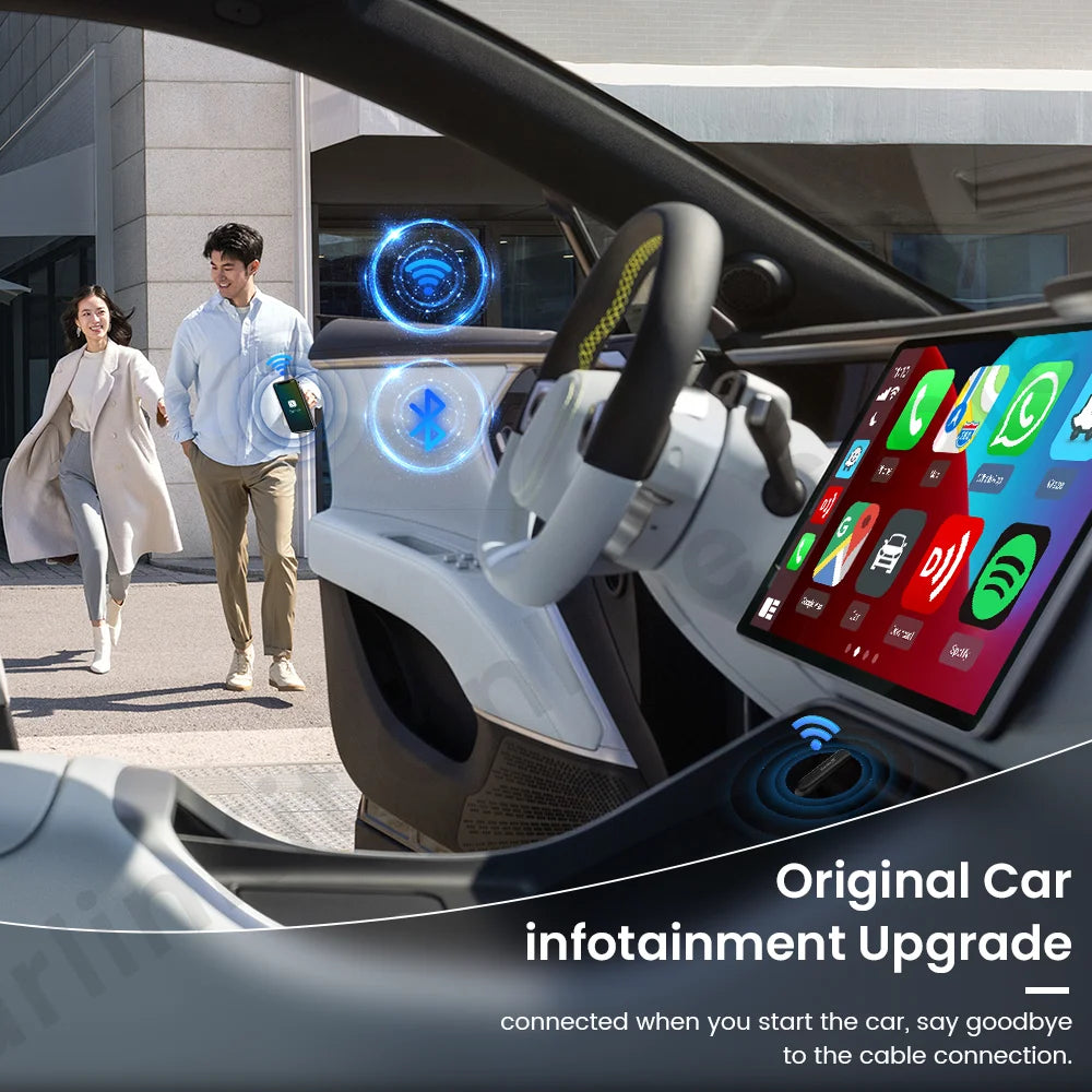 Adaptateur Carplay filaire vers sans fil Carlinkit Mini SE Connexion transparente pour CarPlay filaire Bluetooth Wi-Fi Mise à niveau du système d'infodivertissement pour voiture