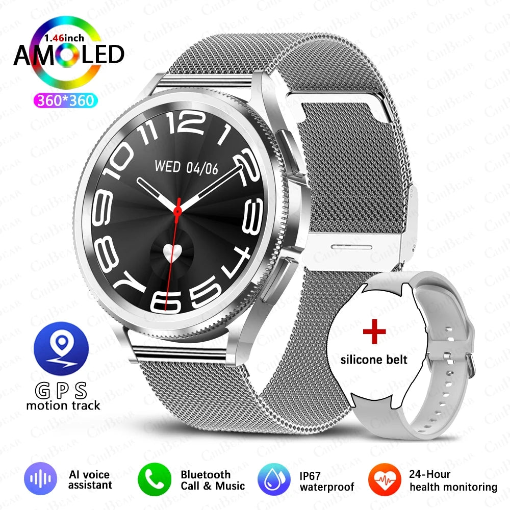 2026New Watch 6 Classic SmartWatch Women Fashion Bluetooth Call Voice Assistant Health Monitoring Android iOS Smart Watch Men