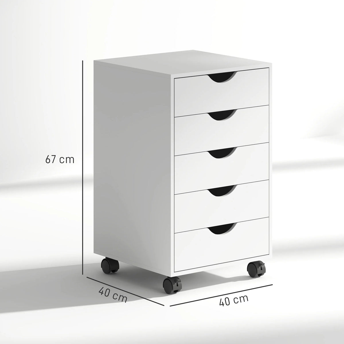 HOMCOM Mobile 5-Drawer Storage Cabinet with Castors