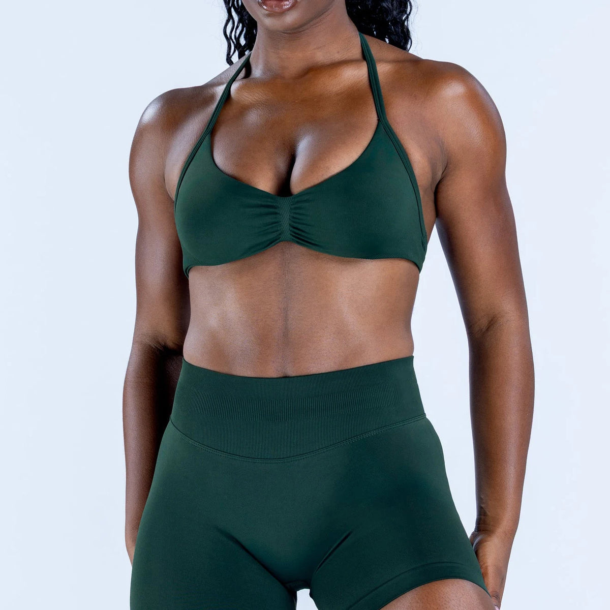 2PCS DF Gym Set Women Strappy Yoga Bra Top Sportswear Workout Scrunch Shorts Sports Suit Seamless Set Fitness Clothes