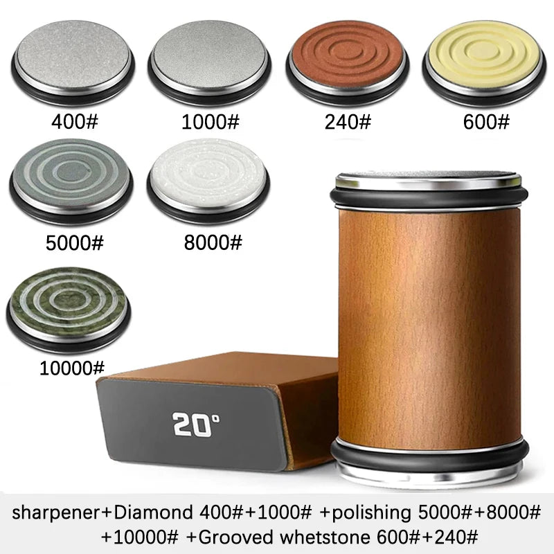 Niiruo Roll-Messerschärfer-Set, doppelseitiger Diamant-Messerschärfer mit magnetischem Schleifwinkel von 15/20°, Wetzstein-Set für Küchenmesser
