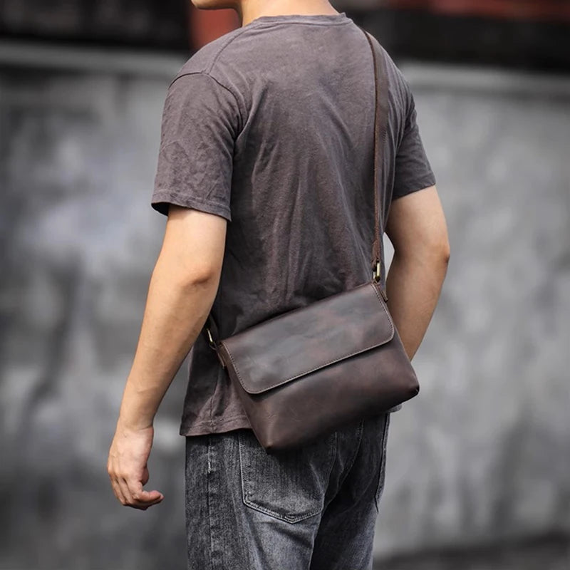 LEATHFOCUS Genuine Leather Flap Crossbody Bag