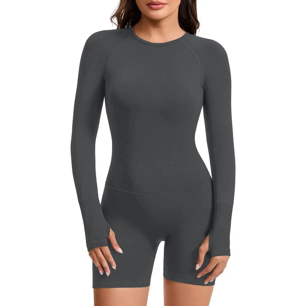 Sportoverall für Damen, langärmelig, offener Rücken