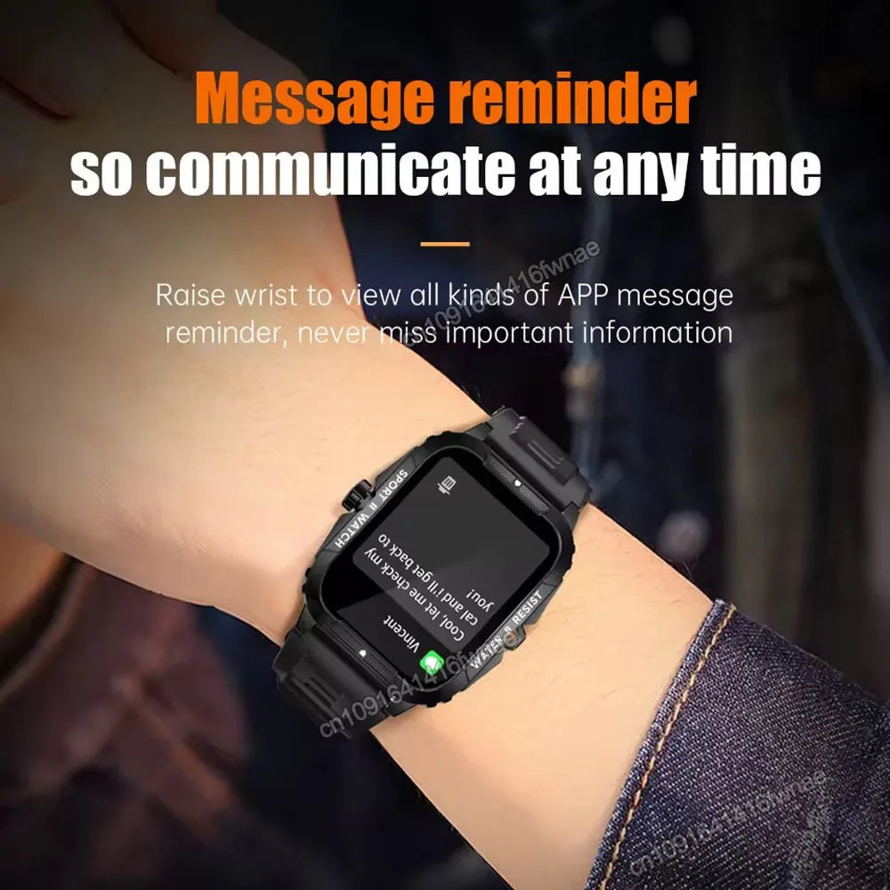 2026 Outdoor Military Watch 1.96" Smartwatch Men Bluetooth Call Health Monitor Smart Watch Sport Fitness Waterproof Watches Hw12