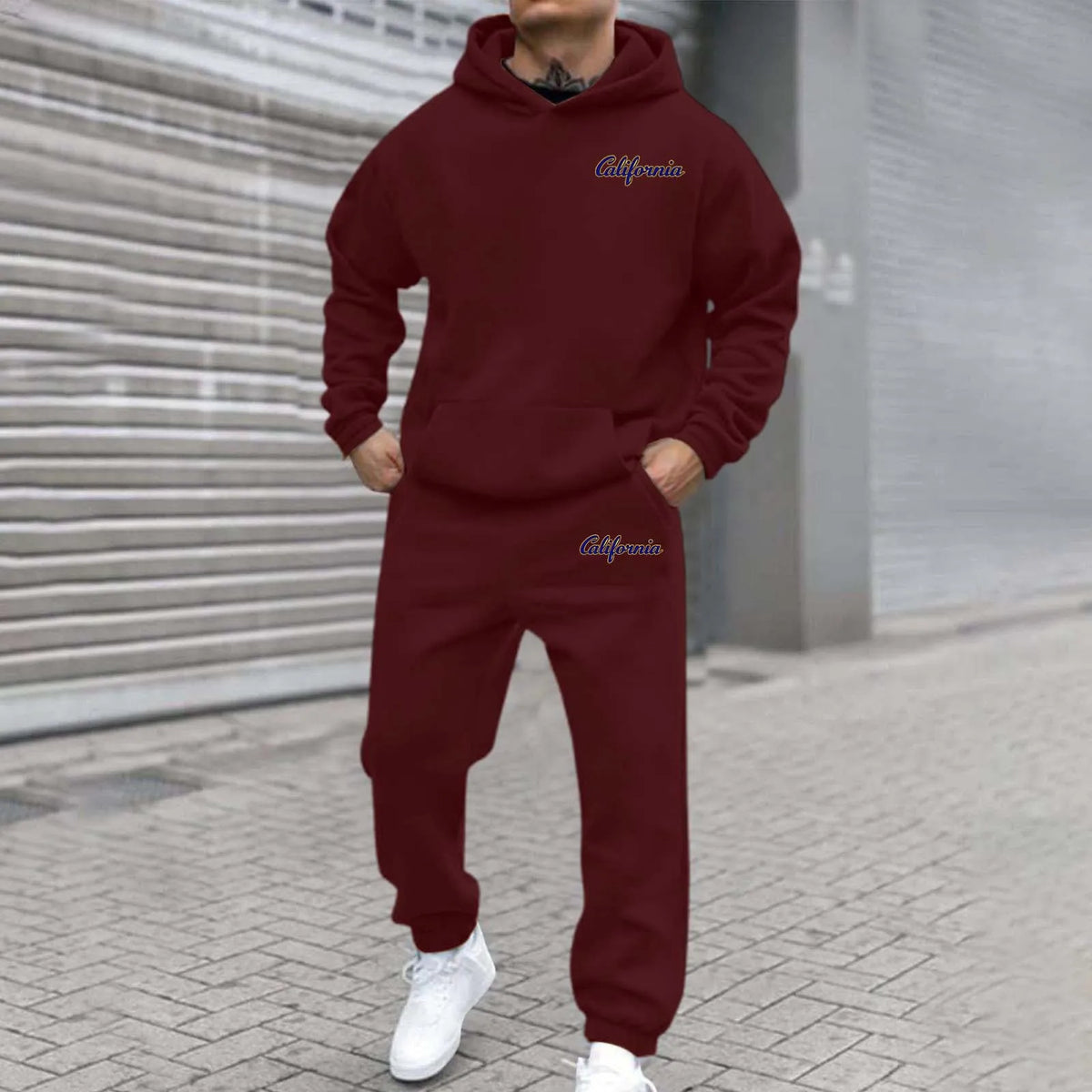 2026 letter printed sportswear set men's hooded sweatshirt long pants set spring and autumn winter warm suit Tracksuit