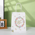 50 sacs cadeaux en papier « Merci » avec imprimé floral, anses en papier kraft, pour mariage, anniversaire, baby shower et emballage de cadeaux pour invités (lot de 50)