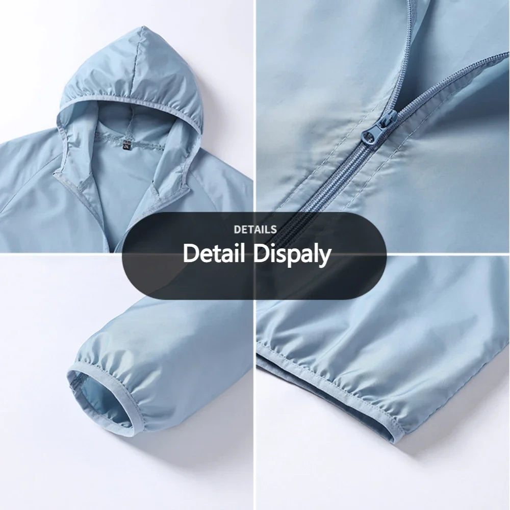 Summer Men's Sun Protection Clothing Lightweight Breathable Ice Silk Hooded Quick Dry Jacket Outdoor Anti-ultraviolet Skin Coat