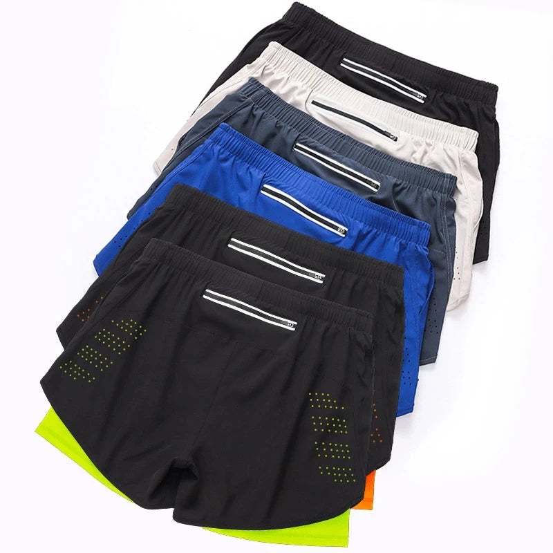 Pantaloncini running uomo a doppio strato