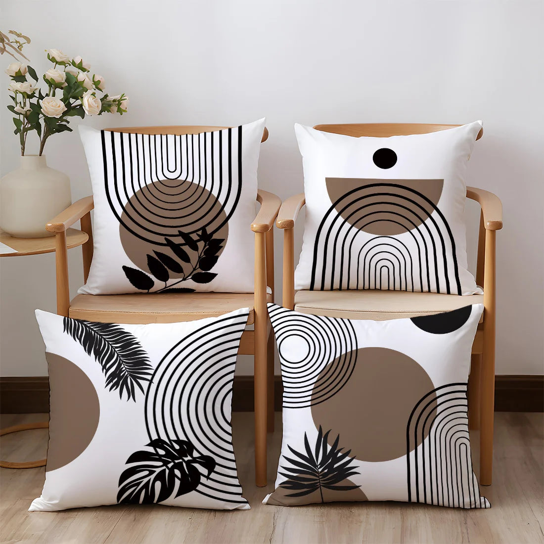 Modern Geometric Pattern Leaf Print Pillow Cushions Polyester pillowcase, sofa decorative cushion cov Headboard Pillow