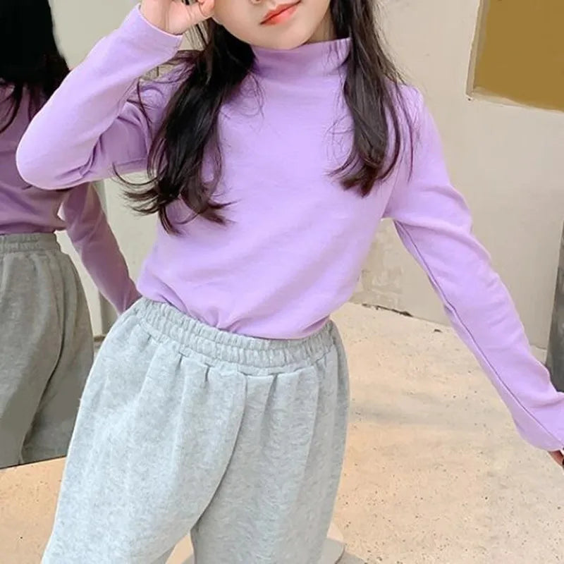 Kids’ Cotton Long-Sleeve Turtleneck Top