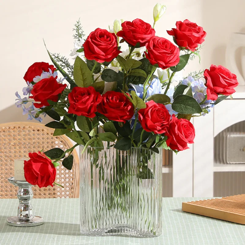 1/5/10/20 Artificial Roses Flowers Rose Branches Artificial Red Roses Realistic Fake Roses Wedding Birthday Home Decoration