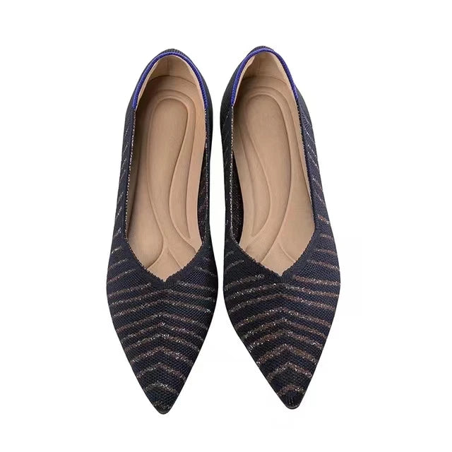 Ballerine da donna a punta con tomaia in cotone