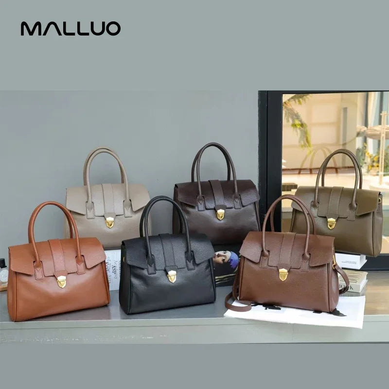 Women's Cow Real Leather Retro Shoulder Bags Ladies Natural Cowhide Bag Female Casual Design Luxury Commuting Handbag for Lady