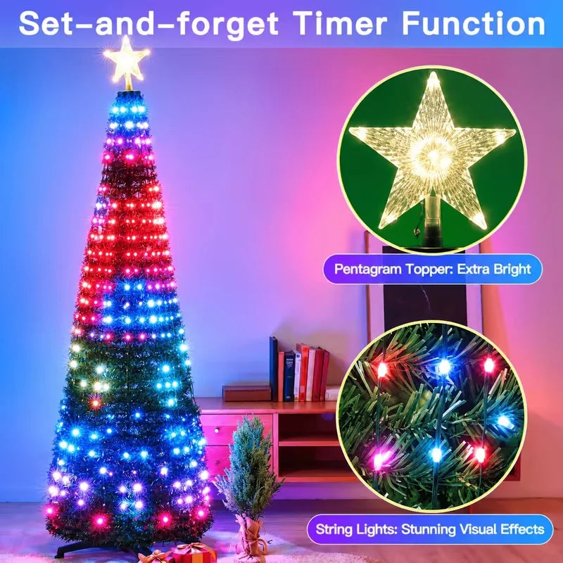 Christmas Tree LED Lights 400LEDs Smart RGB LED String Lights Holiday Decoration for Indoor Outdoor Tree APP/Remote Control