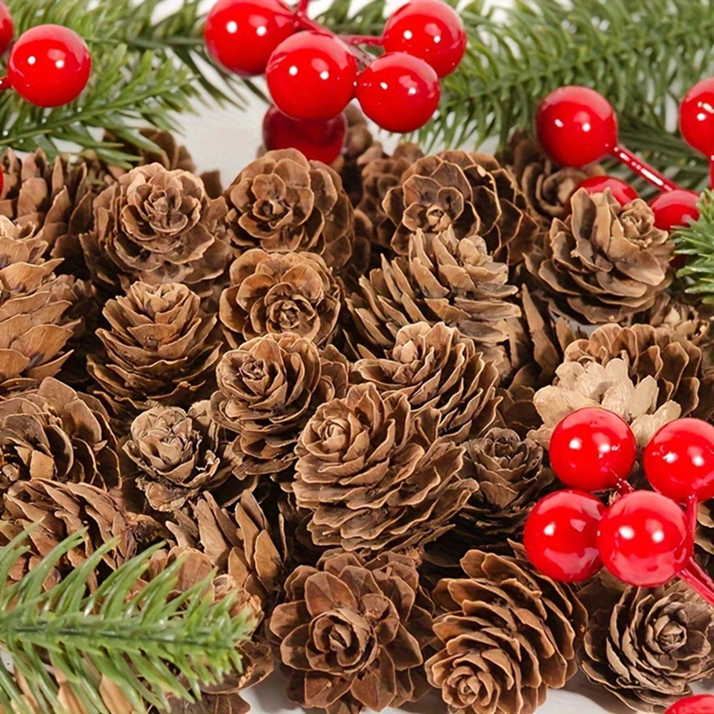 30/60pcs Artificial Plants Pinecone Christmas Tree Fillers Outdoor Wedding Garden Home Table Vase Scrapbook Wall DIY Decorations