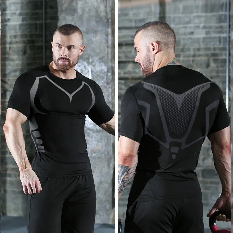Maglia sportiva uomo aderente in poliestere