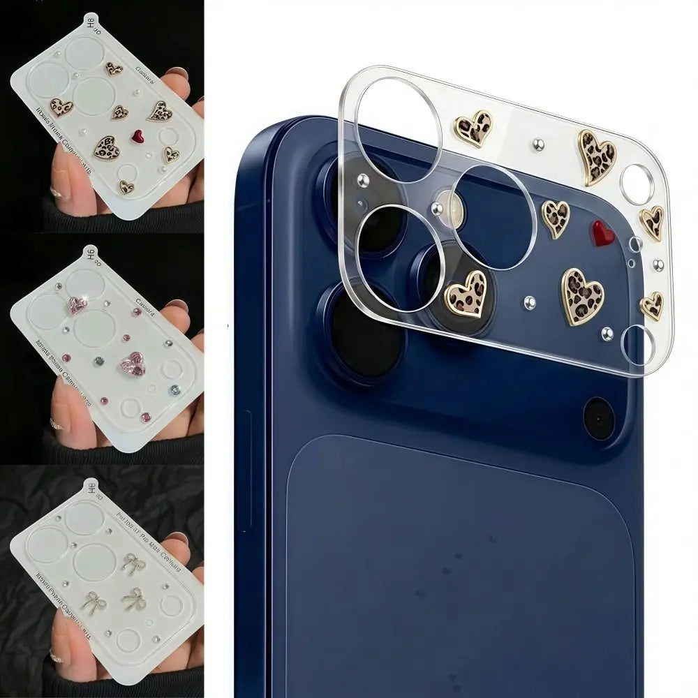 Diamond 3D Heart Glass Camera Protector Clear HD Full Cover Lens Film Shockproof Anti Scratch for iPhone 17 Pro Max 17Pro