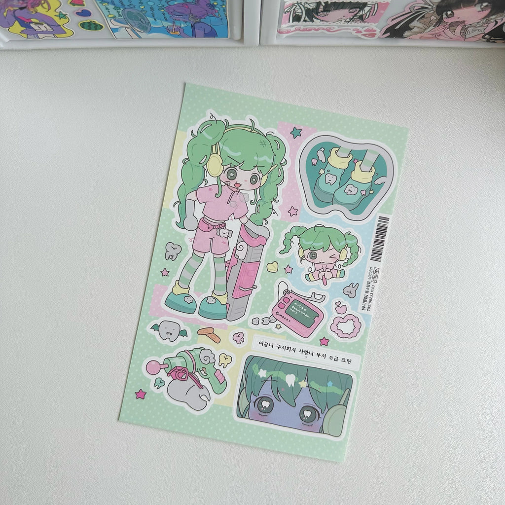 Korean Stickers, Cute Sweet Cool Japanese Shibuya Girl Stickers, Kawaii Character Stickers for Handbooks, Diaries, Scrapbooks, and DIY Projects