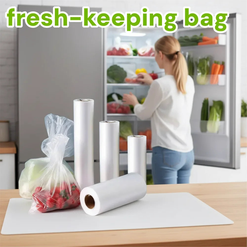 Sacchetti di plastica monouso per alimenti, buste trasparenti adatte a microonde e congelatore per conservare frutta, verdura e pane, organizer per la cucina