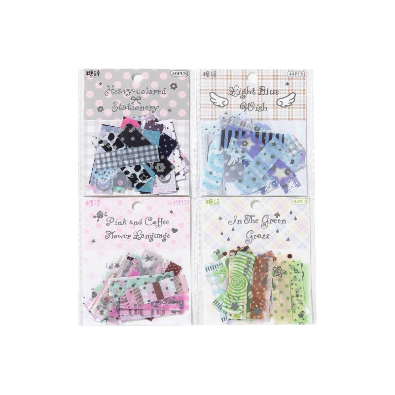 40pcs Plain Island Series Kawaii Basic Versatile Dual Material Hot Silver Stickers DIY Scrapbook Aesthetic Stationery Stickers