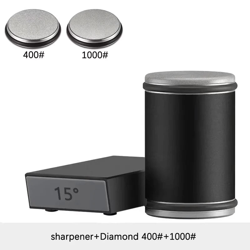 Niiruo Rollmesserschärfer mit doppelseitigem Diamantschleifstein, magnetischer Winkelhalterung für 15°/20° zum Schärfen von Küchenmessern
