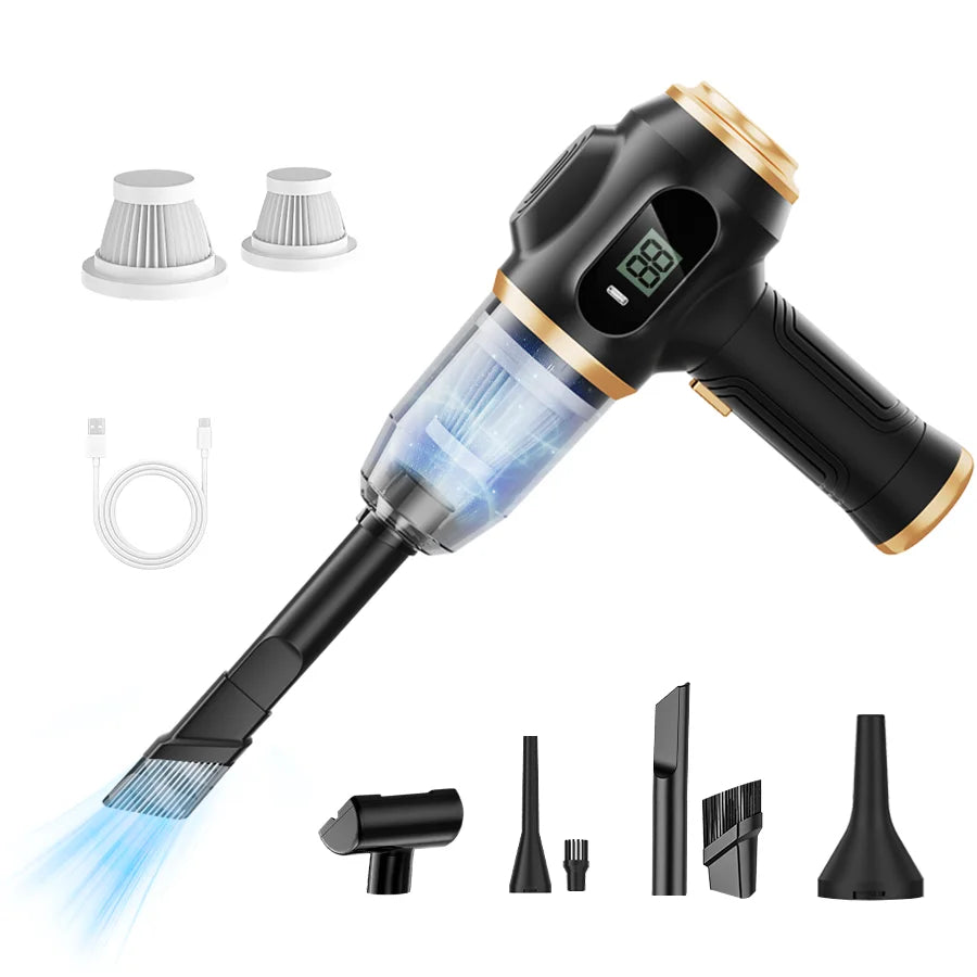 Kabelloser Handstaubsauger mit starker Saugkraft, nimmt Staub, Schmutz und Tierhaare auf, multifunktional für Haushalt und Auto