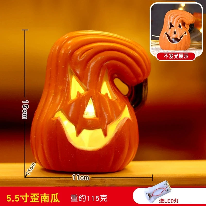LED Triple-Layer Glowing Pumpkin Decor, Battery-Powered Light-Up Pumpkin Ornament, Halloween Festival Home Party Decoration