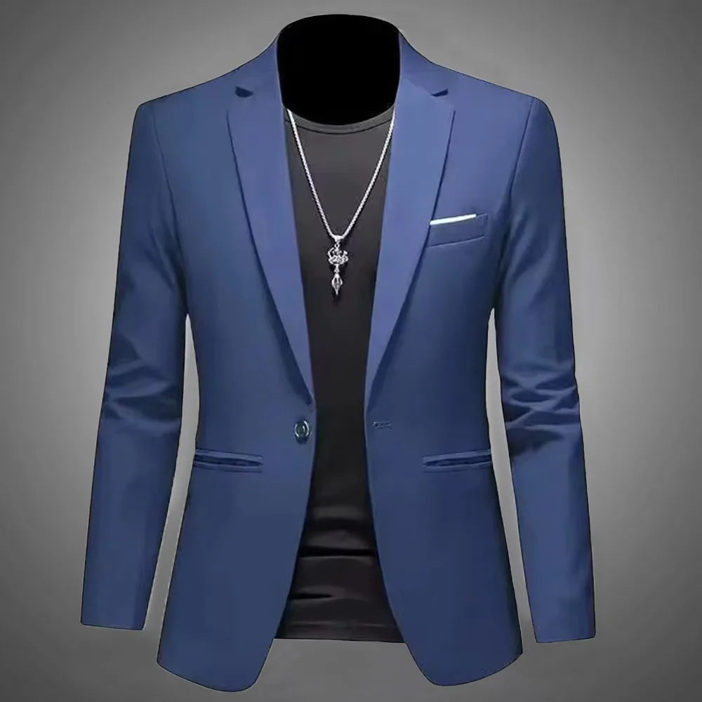 Modische Freizeit-Boutique-Sakko für Herren Herbst Casual Business Slim Fit Bügelfrei Ein-Knopf-Anzug Einfarbig Formelle Bluse