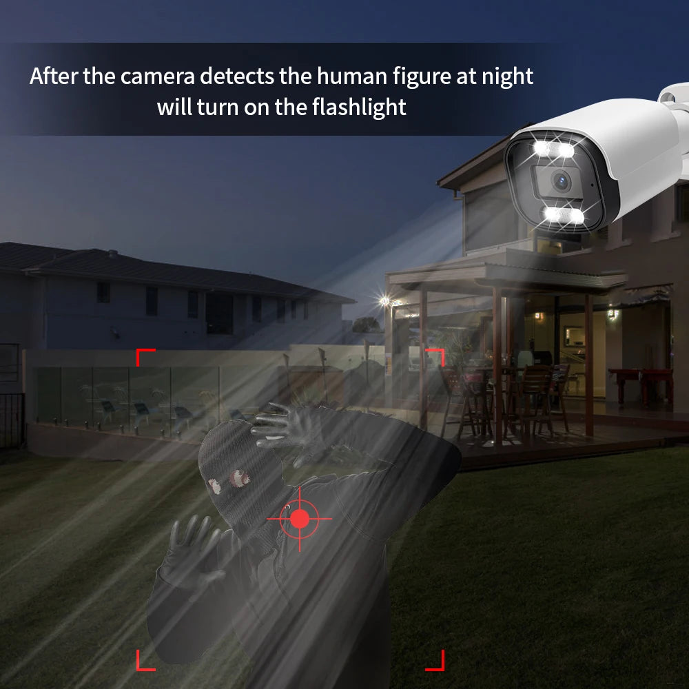 New 8MP 4K IP Camera Outdoor AI Face Detection H.265 ONVIF RTSP Color Night Vision PoE Human Audio Security Camera Xmeye