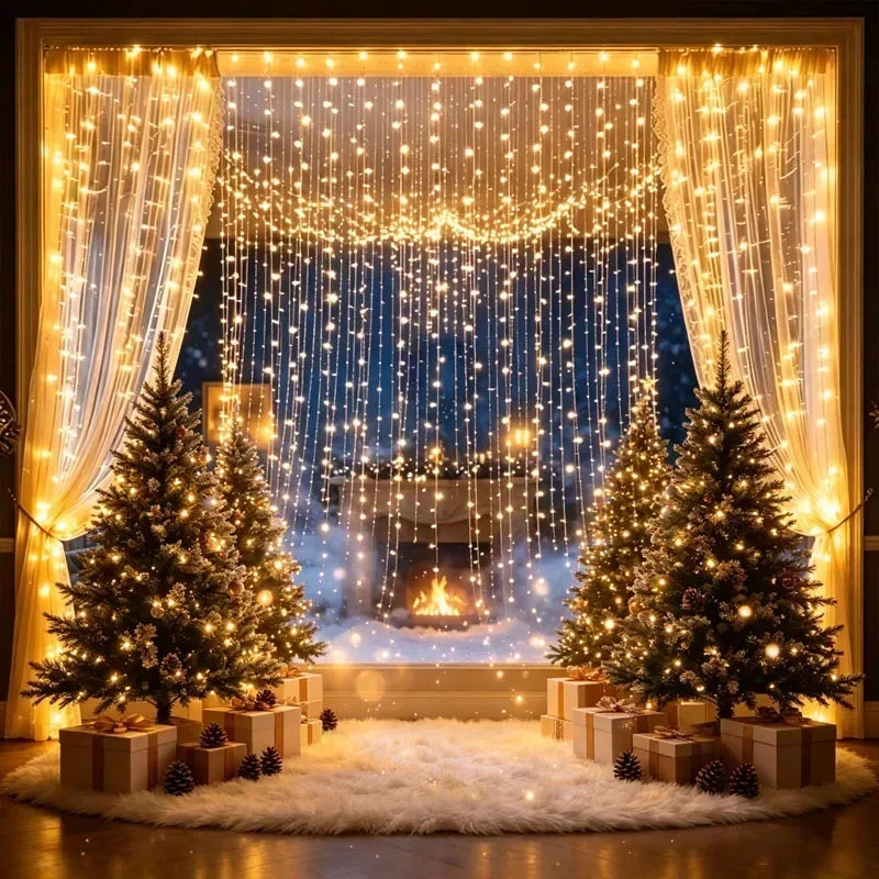 Christmas Lights LED Fairy String Curtain Lights 8 Mode Remote USB Festoon Christmas Decor For Home Holiday New Year Lamp