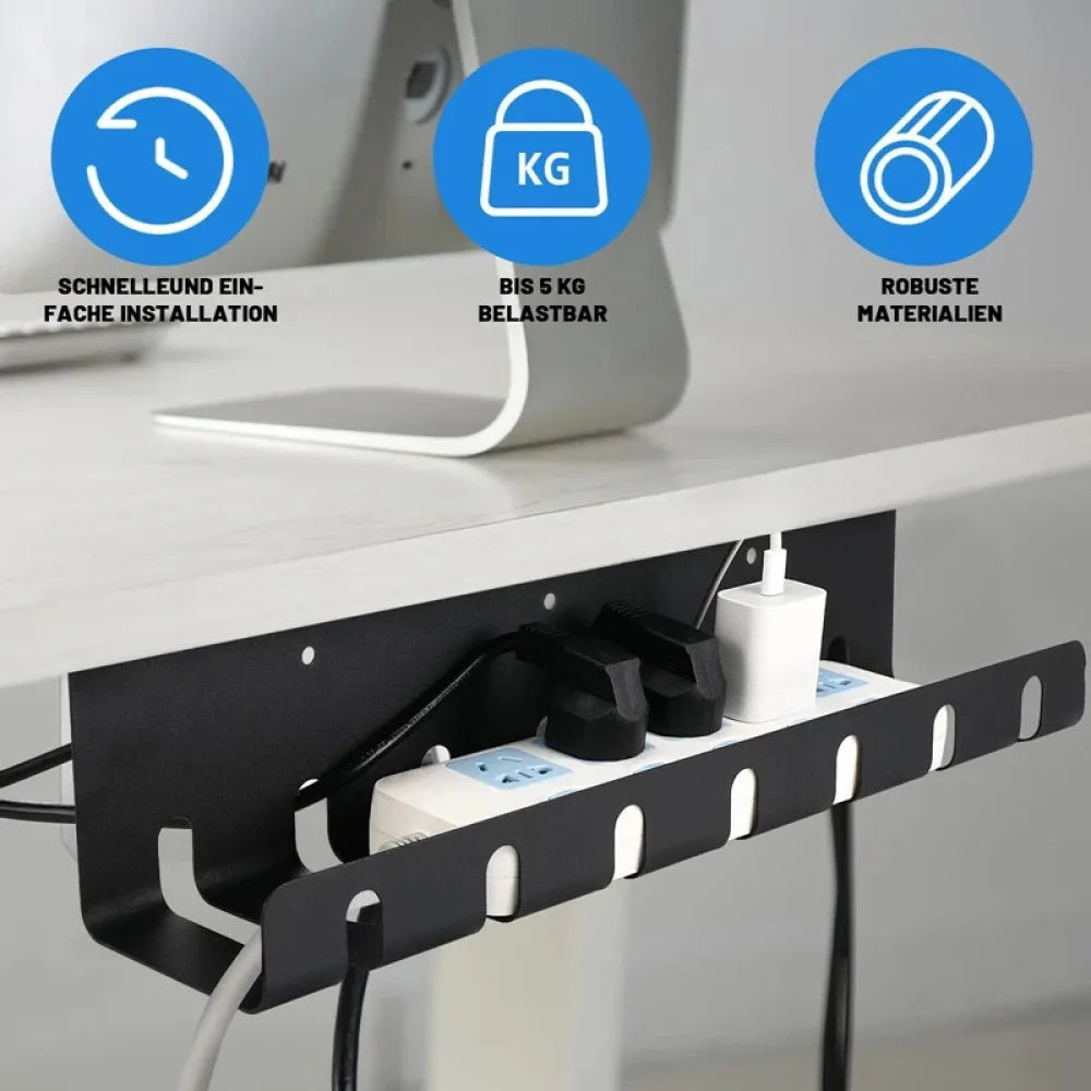 Under-Desk Metal Cable Management Tray, 2-Piece Set