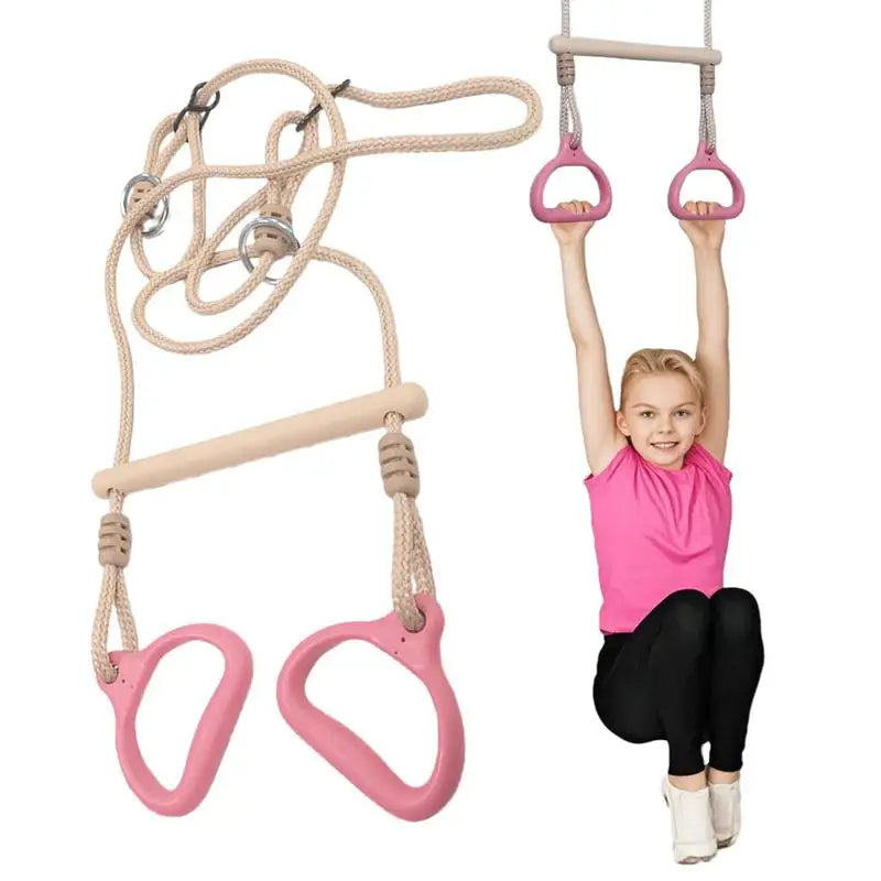 Trapeze Swing Bar Gym Equipment Rings Bar Adjustable Funny Ergonomic Sensory Game for Kids Adults Children Backyard Playground