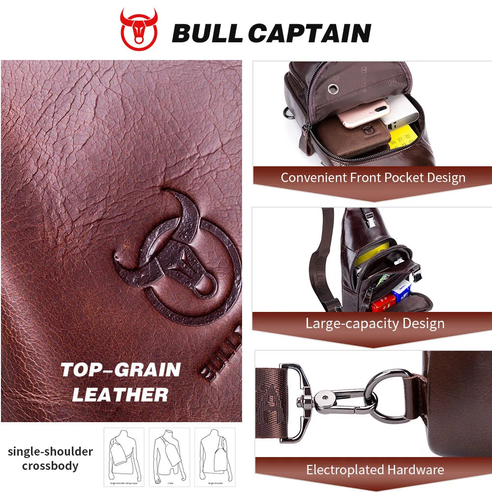 BULLCAPTAIN XB105 Genuine Leather Chest Bag