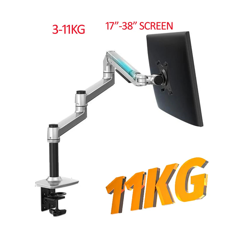 DL-8013 Support de bureau pour moniteur 17'-38' avec bras long, ressort mécanique 3-11 kg, fixation par pince et passage de câble 100x100 75x75