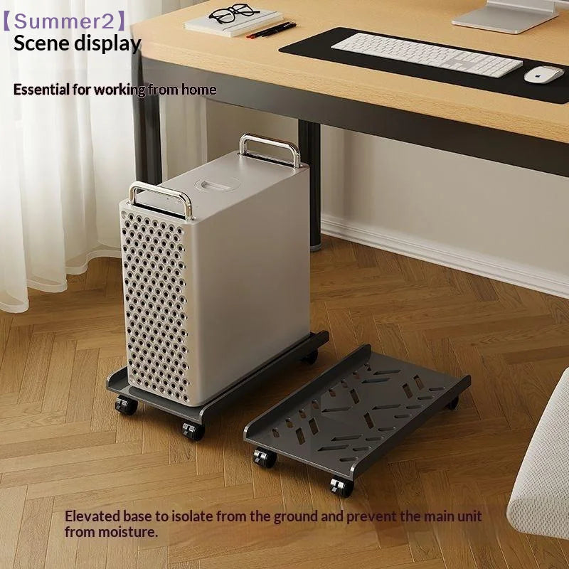 Adjustable Under-Desk Computer Tower Stand with Wheels