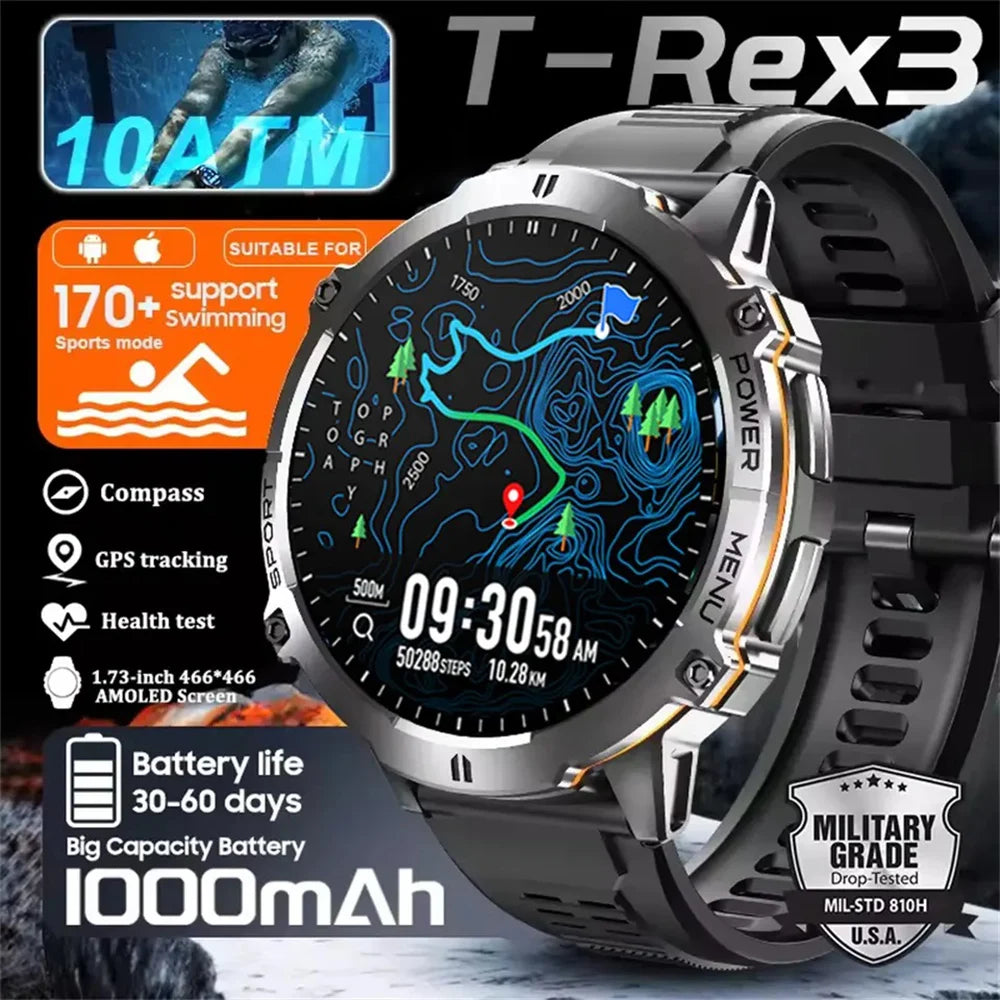 1.73″ AMOLED smartwatch with compass and Bluetooth calling