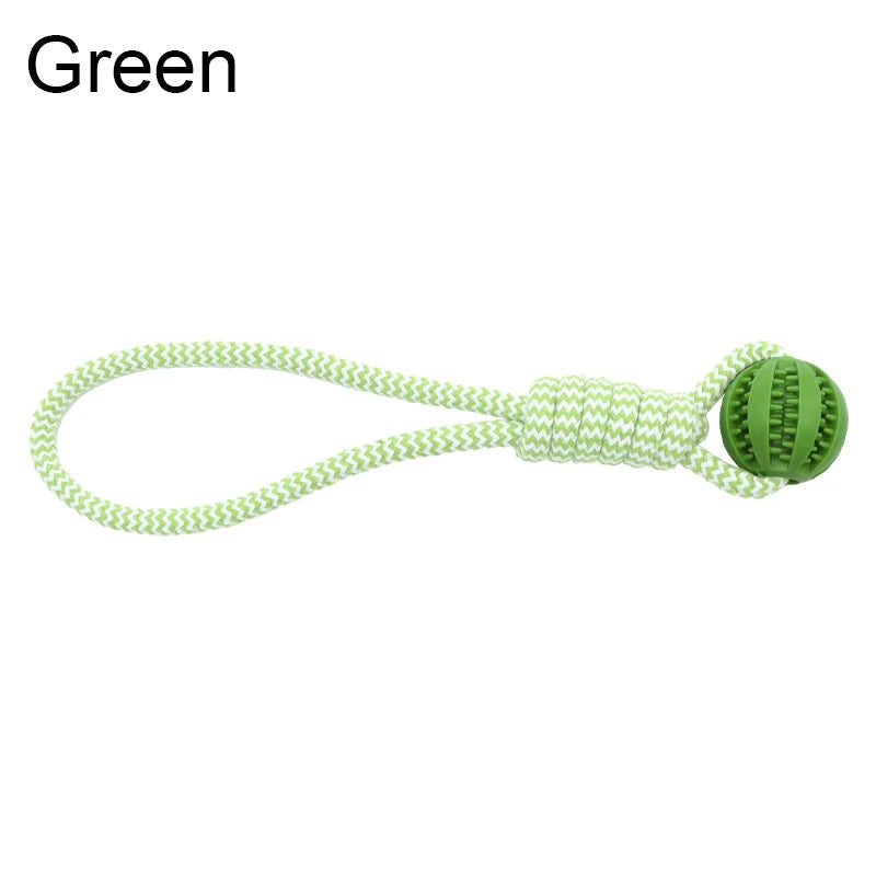 Juguete para perros, pelota dispensadora de premios de cuerda de algodón resistente para sostener con la mano, pelota interactiva tipo rompecabezas para limpiar los dientes y adiestramiento