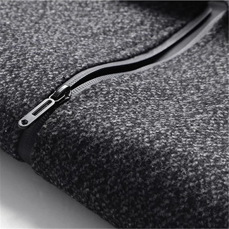 Men's Turn-Down Collar Wool Blends Jacket Business Casual Solid Thick Coat Autumn Winter Fashion Warm Woolen Outerwear Coats Man