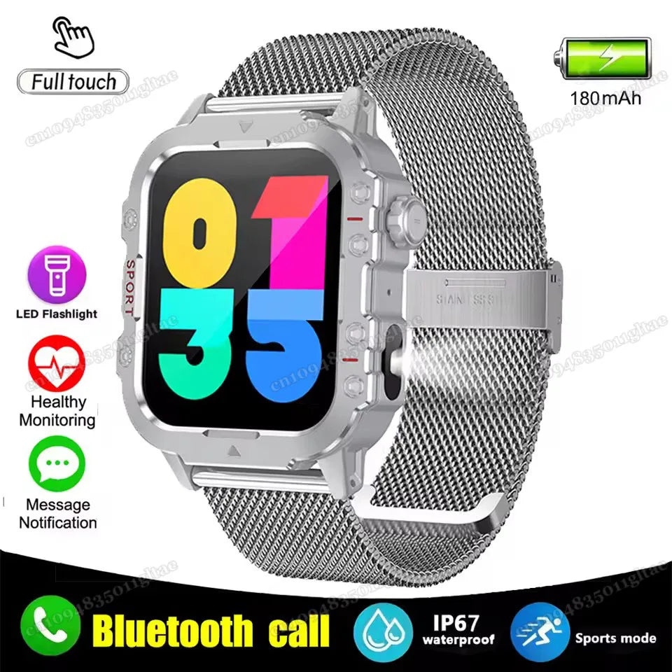 2026 New Military-grade Smart Watch Men GPS Flashlight 3ATM Waterproof Watch Bluetooth Call 100+Sport Outdoor Smartwatch Pk HT30