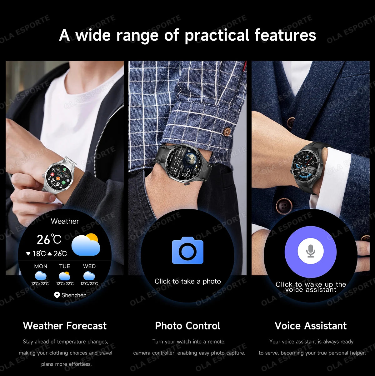 New Smartwatch 1.52'' AMOLED Display Health Monitoring GPS Motion Tracker Waterproof Sports Modes Voice Calling Smart Watch H10