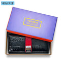 Free Gift 2026 New Diamonds Women's Patent Leather Wallet Long Fashion Patchwork Money Bag Ladies Purse Card Holder AE207-1