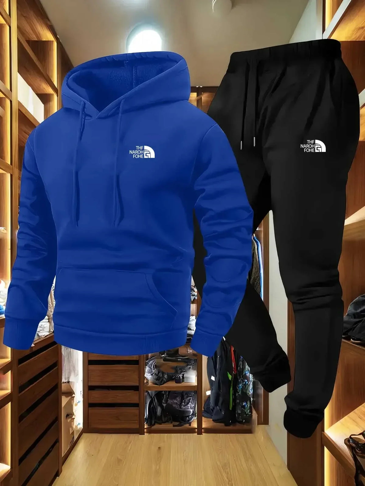 Conjunto casual de dos piezas para hombre de otoño/invierno, sudadera con capucha, conjunto deportivo para exteriores