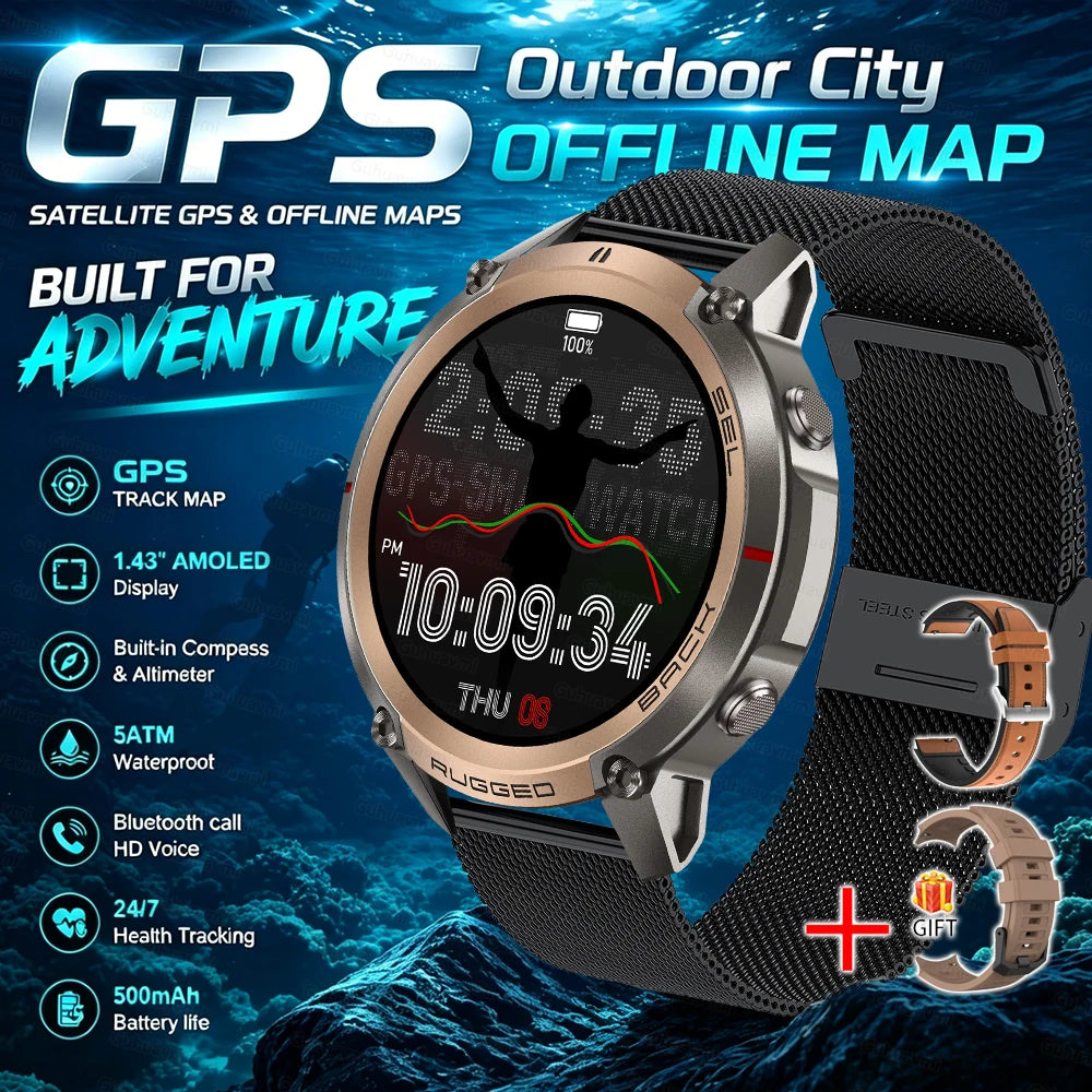 GPS Watch Professional Sport Smart Watch with Offline Map health Control Waterproof GPS Six-star positioning Tracking SmartWatch