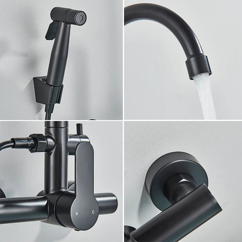 Robinet de cuisine encastré avec douchette bidet, eau chaude et froide, mitigeur d’évier, installation encastrée, robinet mitigeur de cuisine, robinet de bidet pour évier