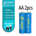ZNTER AA 1.5V 3600mwh Capacity USB Rechargeable Lithium USB Battery USB Cable Charge