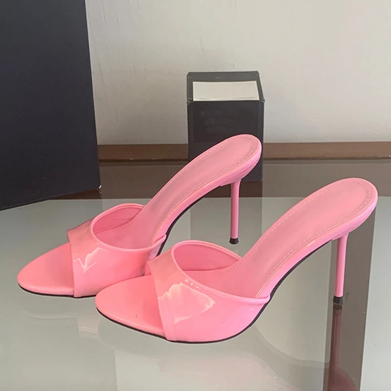 Sandali mules donna Liyke A47 lucidi con fascia ampia e tacco