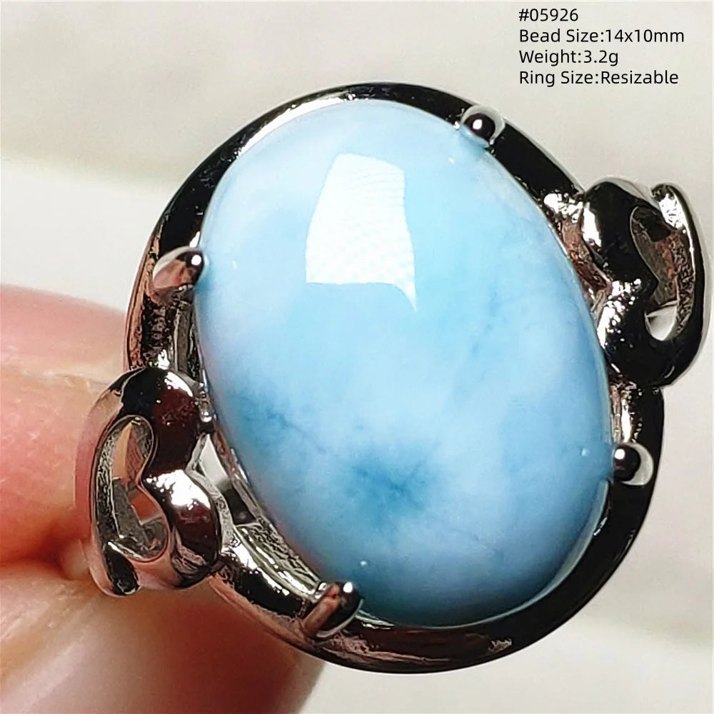 Anello regolabile in argento 925 con larimar